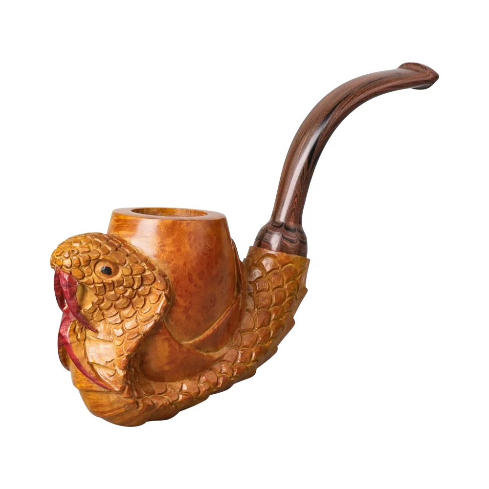 MUXIANG Hand Carved Wooden Tobacco Pipe Snake Design Custom Color With Cumberland Mouthpiece