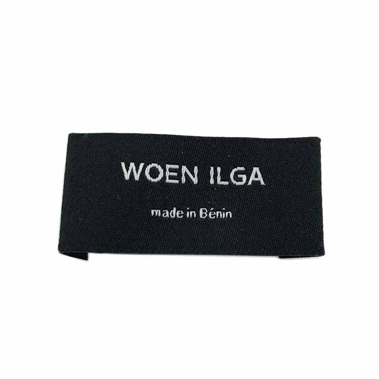 High Density Custom Brand Name Logo And Size End Folded Textile Neck Woven Tags Labels For Clothing