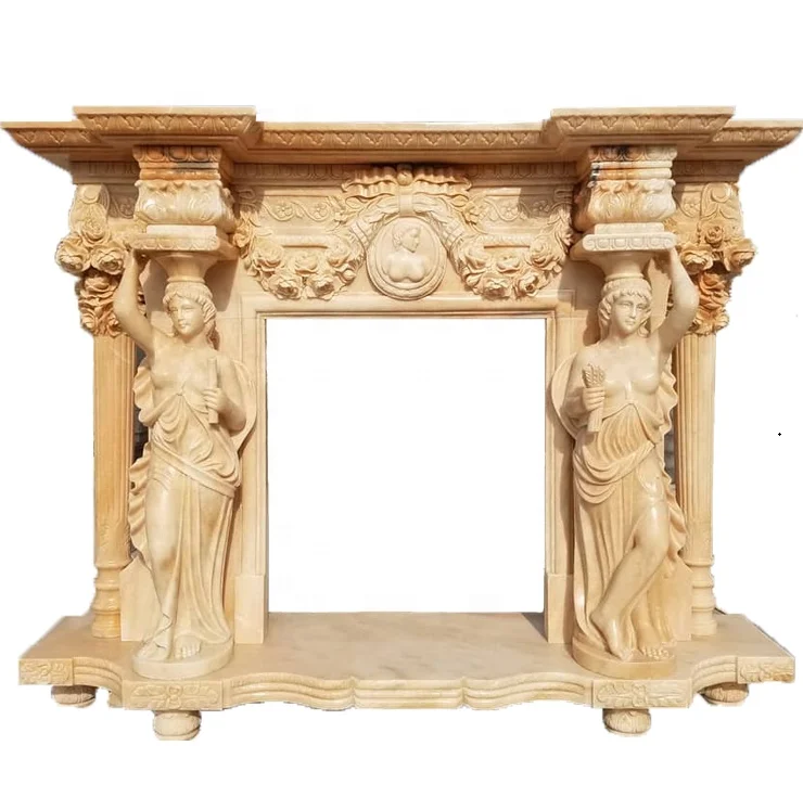 Заводская цена на натуральный мрамор Роскошный Камин объемный ручной работы резной камин