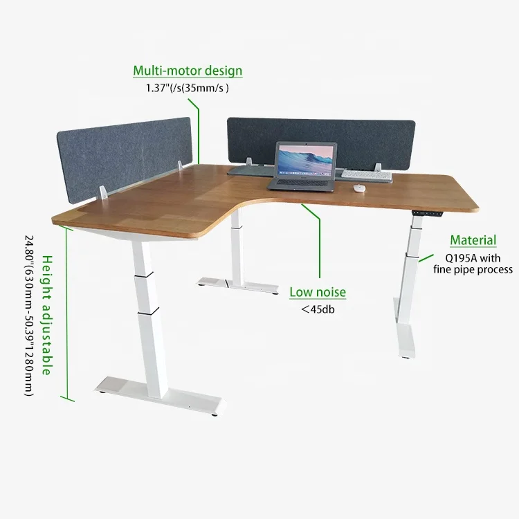 Modern L Shaped Office Working Table Electronic Height Adjustable Desks