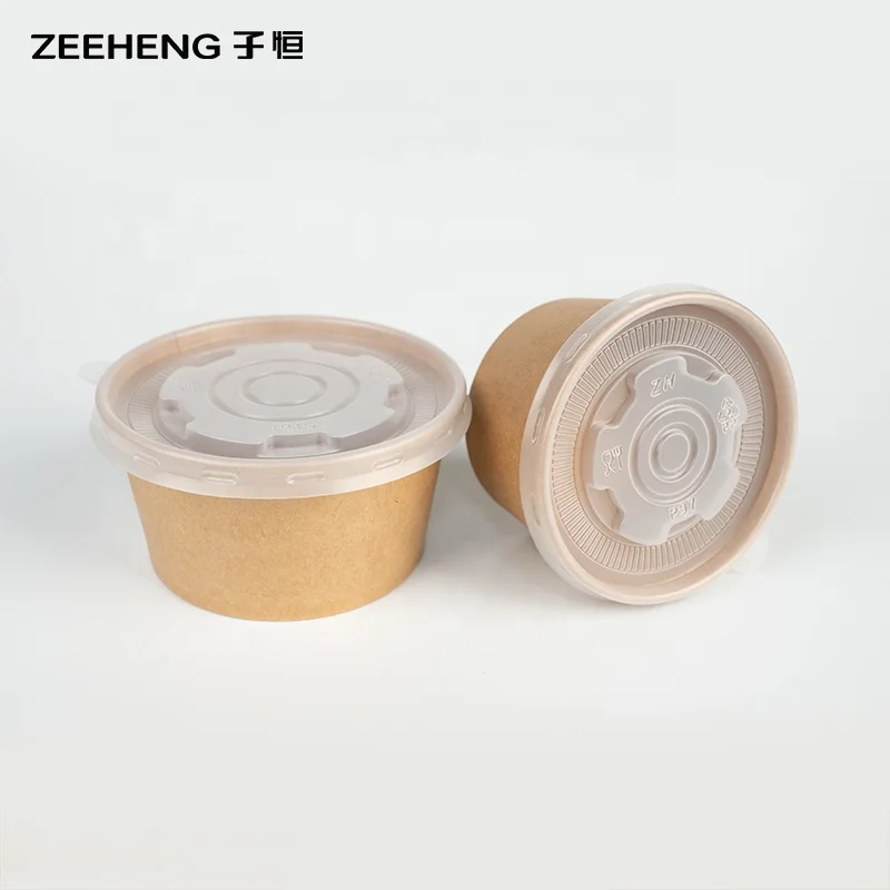 Biodegradable compostable paper container disposable kraft paper soup bowl with lid