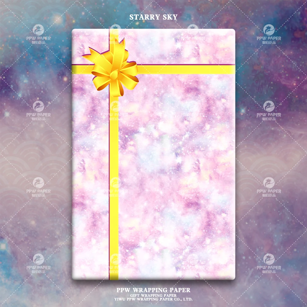 Wholesale Everyday Design Peacock Pink Star  Pattern Gift Wrapping Paper for gift