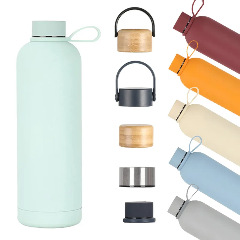 Smooth Matte Colored Stainless Steel Several lids Sports Thermal Drink Bottle Custom LOGO Stock Vacuum Flasks Thermoses