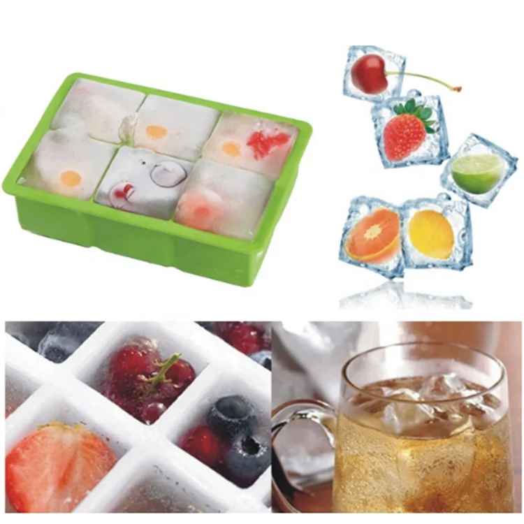 4/6/8/15 квадратных кубиков, силиконовые формы для кубиков льда для коктейлей, виски, детского питания, многоразового использования, силиконовая льдогенератор