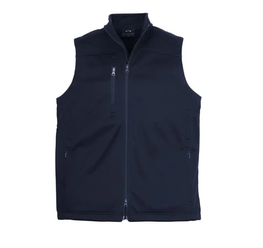 Mens 100% Bonded Polyester with Micro Fleece 2 Way front zip with wind flap chin guard and stand up collar Softshell Vest