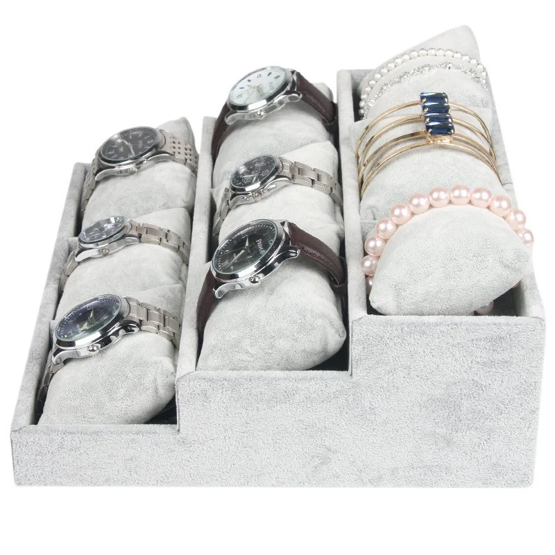 High Quality Fabric Ring Jewelry Receive Case Bracelet Display Watches Display Tray Jewelry Display Props Shelf Organizer Holder