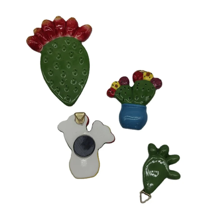 Funny cactus Figurine Decorations 3D Cute cactus Magnets custom sublimation ceramic Fridge Magnet