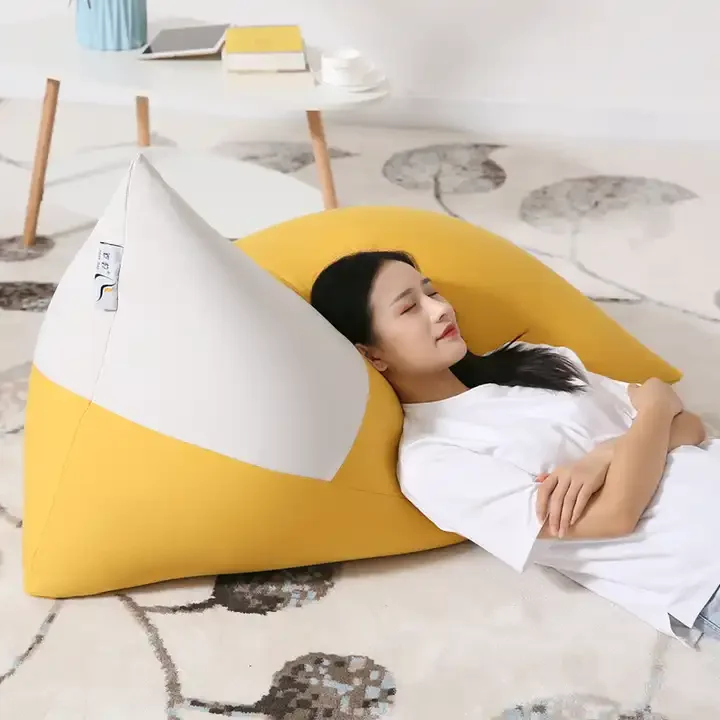 Japanese Outdoor Lounger Chair Spandex Material Triangle Bean Bag Chair Filler