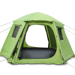 Pu Grade 4 Persons Hexagonal  Tourist Family Automatic Outdoor Waterproof Camping Tent