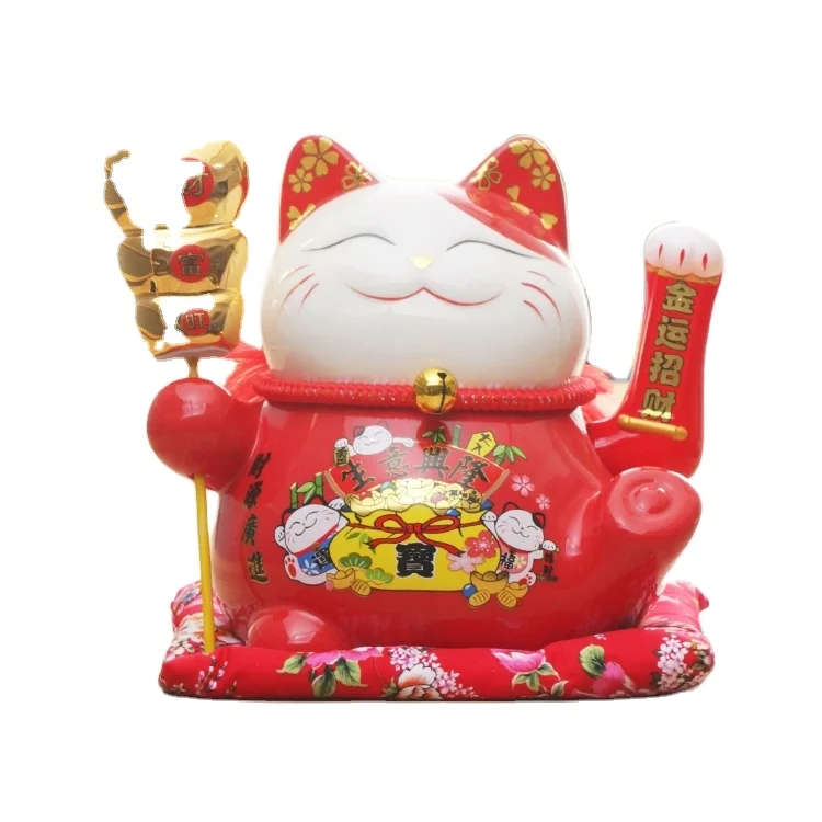 10 дюймов красочные керамические дозаторы для манэки-нэко  lucky cat с батареей перемещение ручной для домашнего декора
