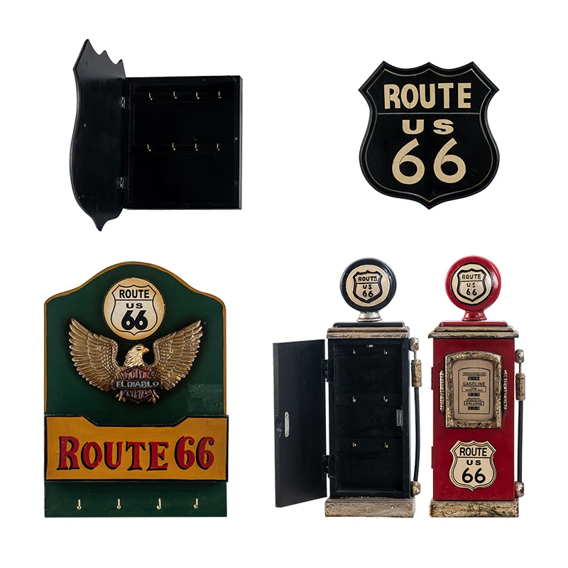 Antique Wooden Key Holder for Home Creative Gas Pump Key Storage Box Factory Wholesale MDF Wall Mounted Key Holder
