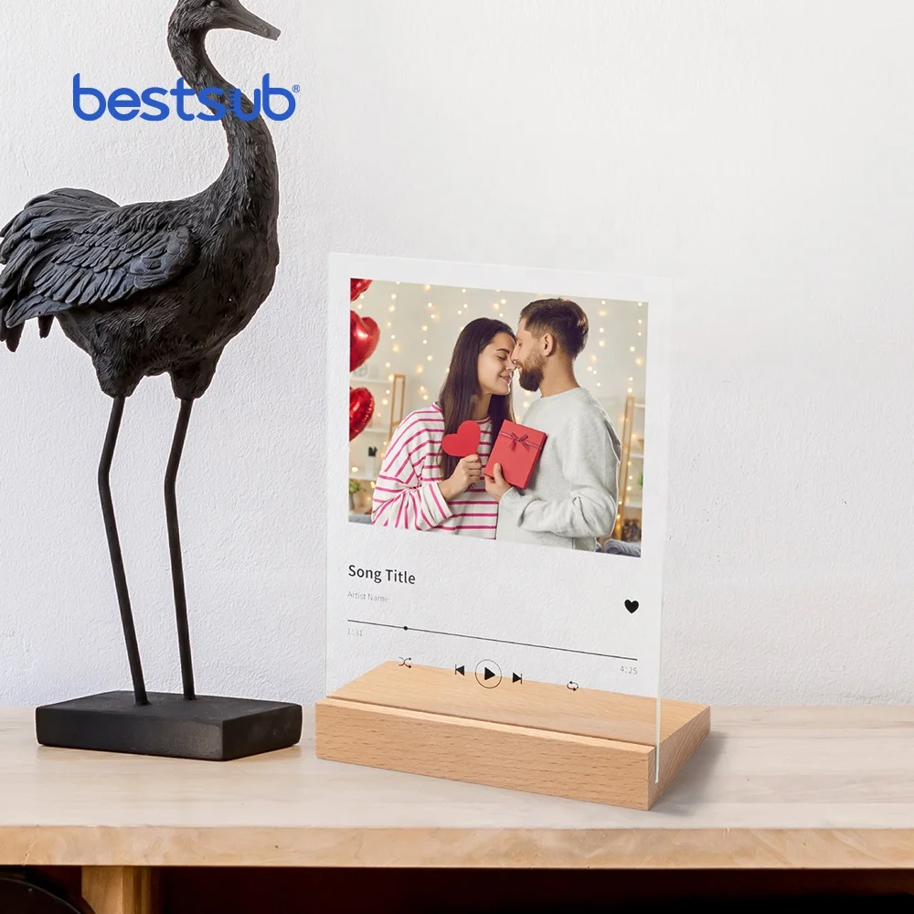 BestSub Custom 15*20cm Rectangular Music Sublimation Glass Blank Photo Frame W/ White Patch
