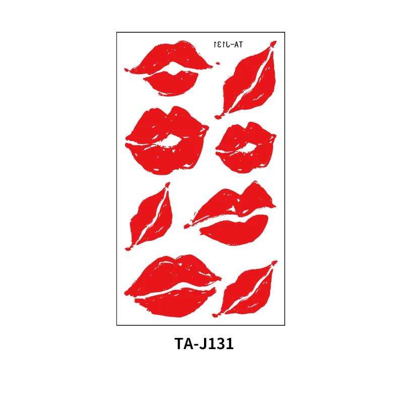 Hot Selling Valentines  Fake Lip Temporary Tattoo Lip Print Red Black Kiss Waterproof Temporary Tattoo Stickers