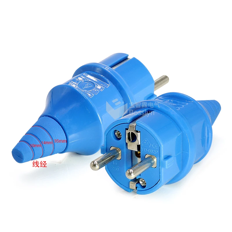 Durable quality schuko germany france type rewireable AC power connecter 250V 16A male plug
