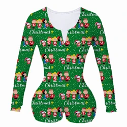 2022 Christmas Onesie Pajamas Custom Print Adult Onesie  Women Long Sleeve Blank Christmas Pajamas Onesie Jumpsuit Pajamas