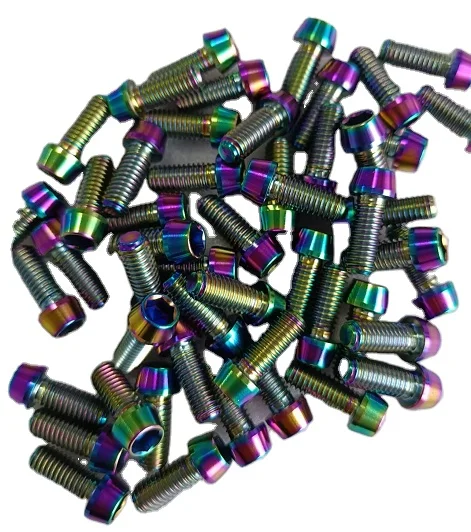 Tapered Head Ti Bolts with Washer for Bike Stem rainbow titanium stainless mtb bicycle bmx bike quill mount holder screw