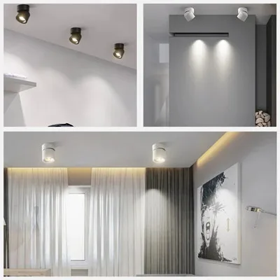LED Surface Spot Ceiling Lighting 360 Degrees Round Curve Rotation LED COB Down Lamps Cylinder Creative COB Spot Light