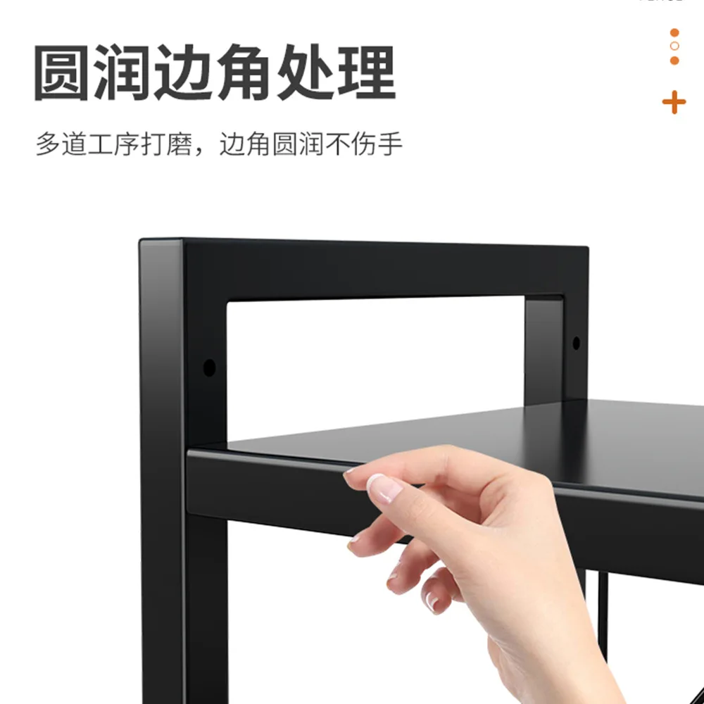 Double Layers Adjustable Kitchen Organizer Shelf with Side Hooks for Kitchen