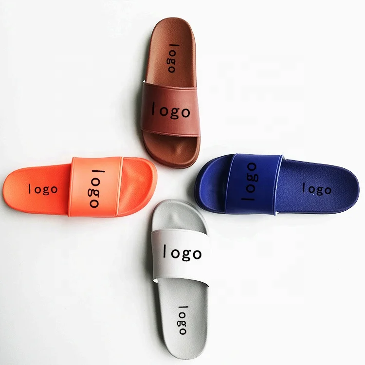 2025 pvc summer custom slipper casual slide sandal with logo custom logo embossed slides for women