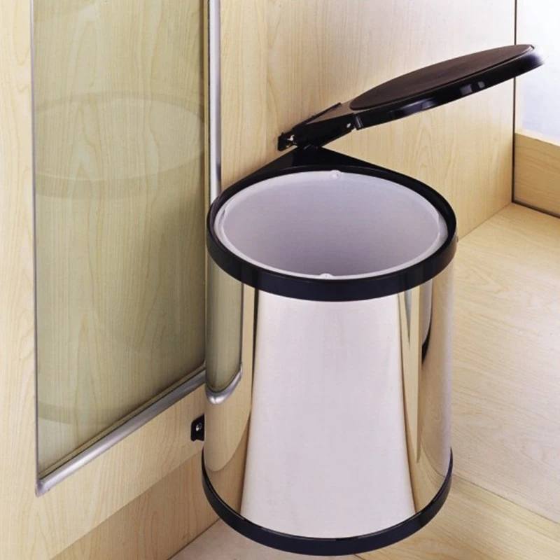 Kitchen cabinet under sink rotate stainless steel 8L/14L trash bin garbage can