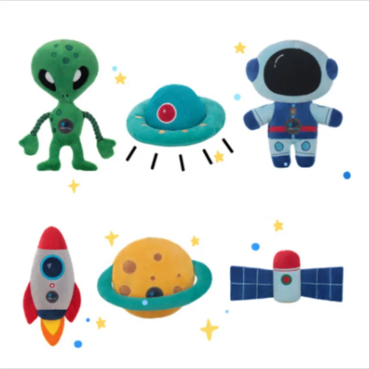 Puppy Starry Dream Chew Toys Pet Astronaut Rocket Shape Squeaky Dog Toy