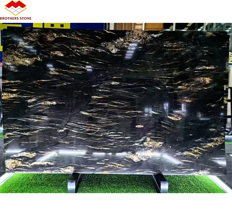 Modern Natural Black Gold Marble Stone Stair Steps Tile High Quality Cheap Price Black and Gold Marble Kitchen Countertop