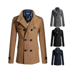 trendy overcoat men woolen coat men long mens coat Retro Style male clothing