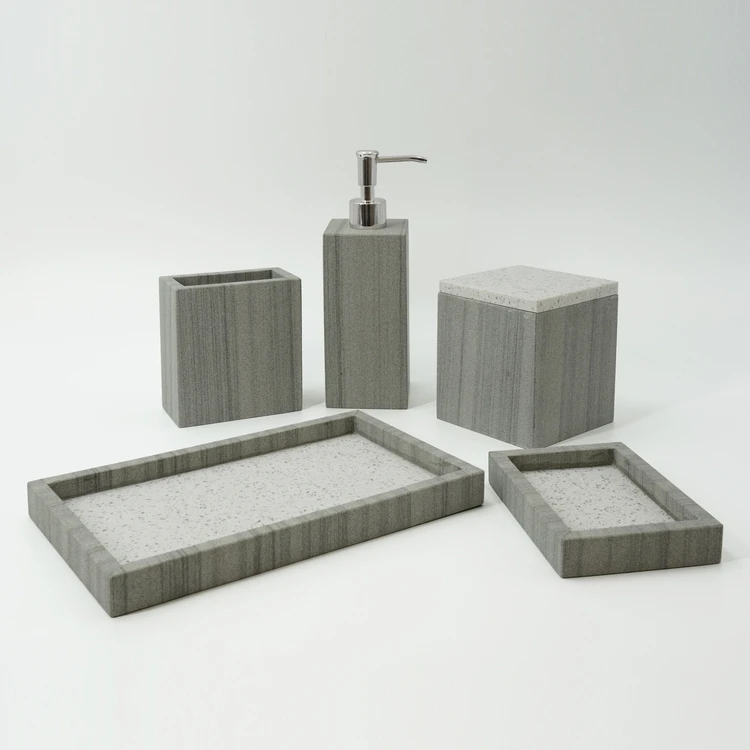 2021 Hot New Products Marble Bathroom Vanity Accessories Set With Tray