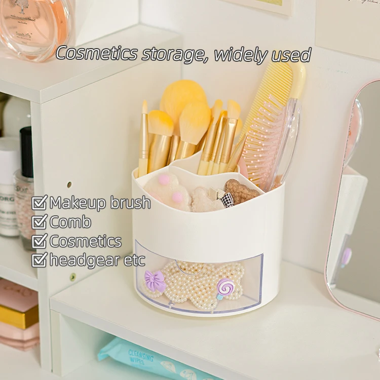 2023 New Product Multifunctional stationery box student desktop decoration creative simple plastic rotating pen holder