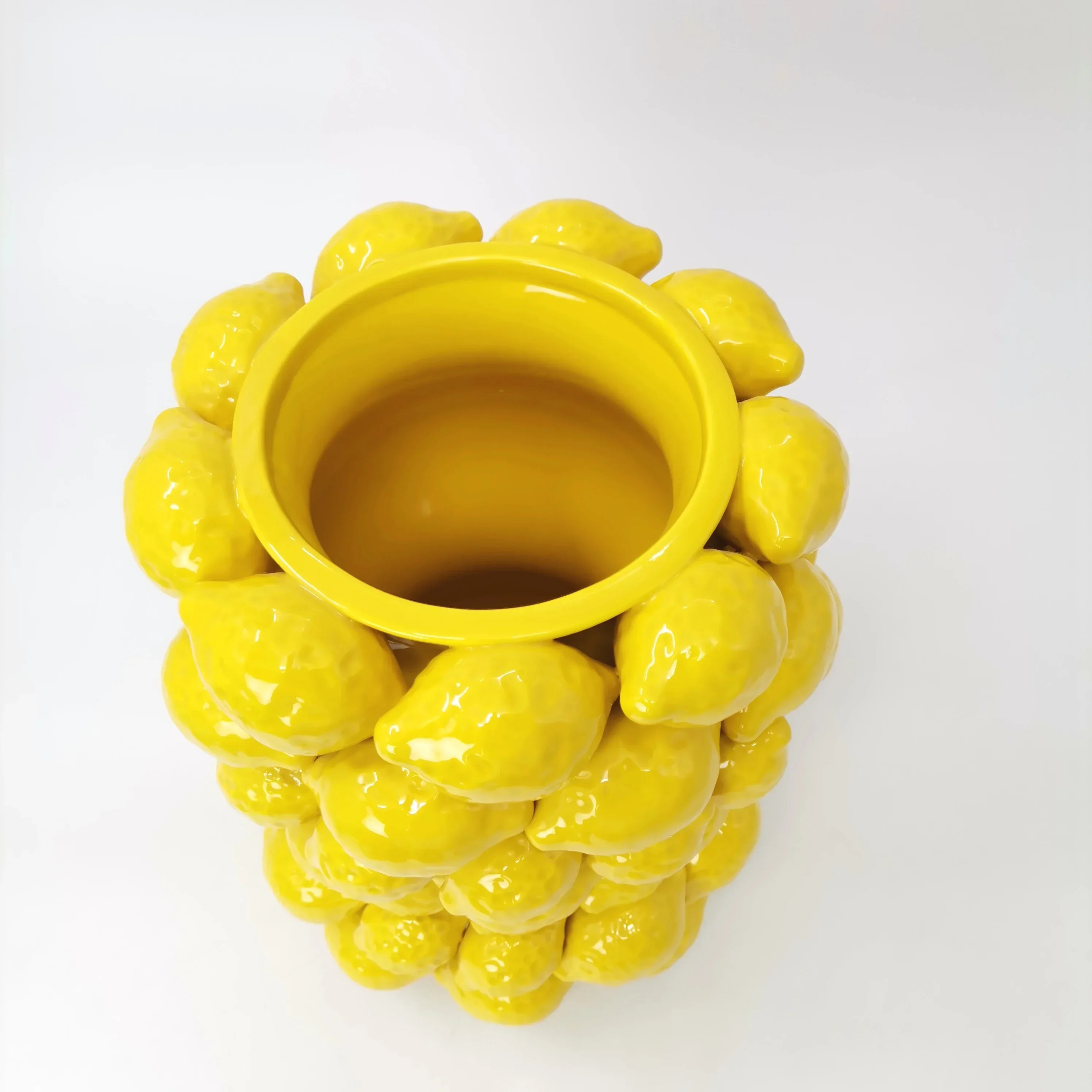 Ceramic 3D Big and Small Lemon Group Ikebana Vase Porcelain Vases with Lemons China Antique Art Craft Anniversary Tabletop Vase