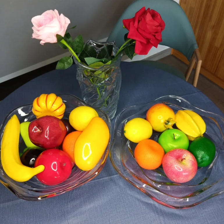 OEM ODM fruit round glass dish set cake service plates sets dinnerware tableware glass plate  for restaurants wedding