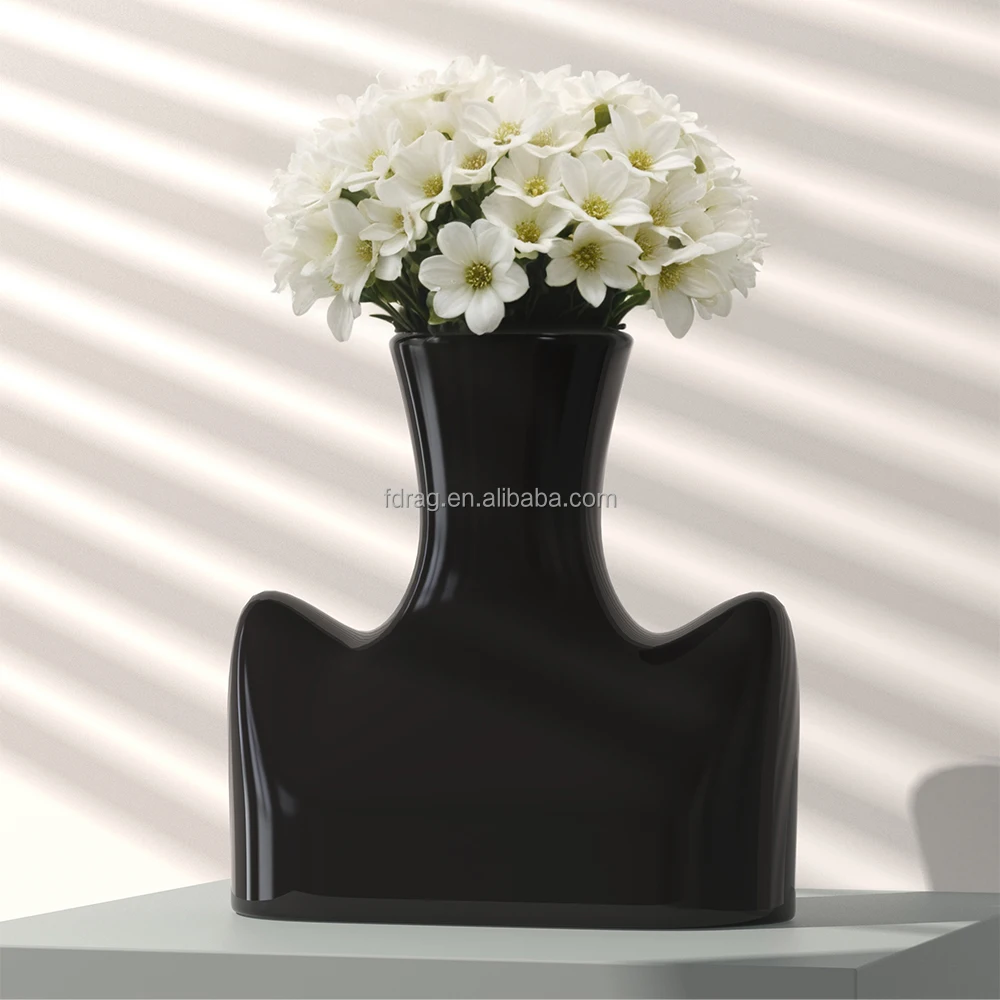 Factory Custom Design Glossy Glaze Texture Multi colors Porcelain Ceramic Dried Flower Vase for Centerpiece Table Decor