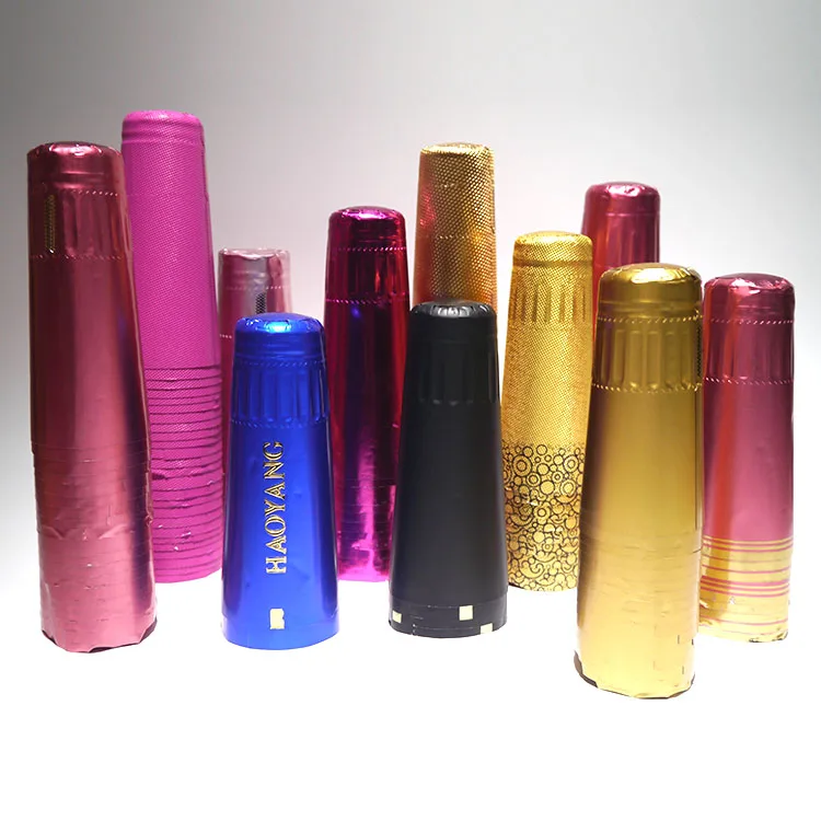 Embossed aluminum foil cap for champagne bottle customized golden color aluminum foil wine capsule champagne foil capsules