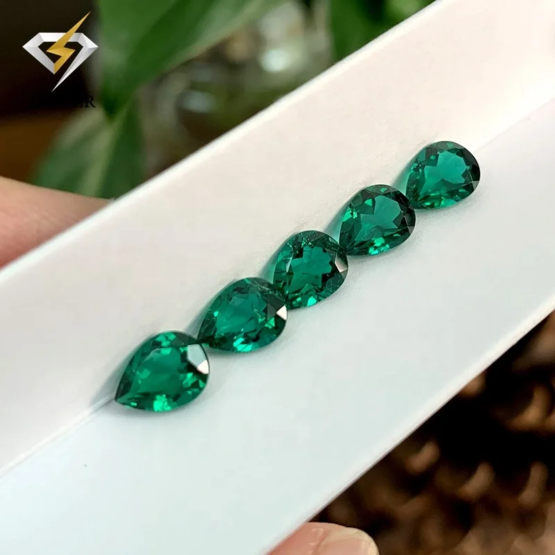 Luster gemstone supplier lab created green loose stone Zambian hydrothermal emerald