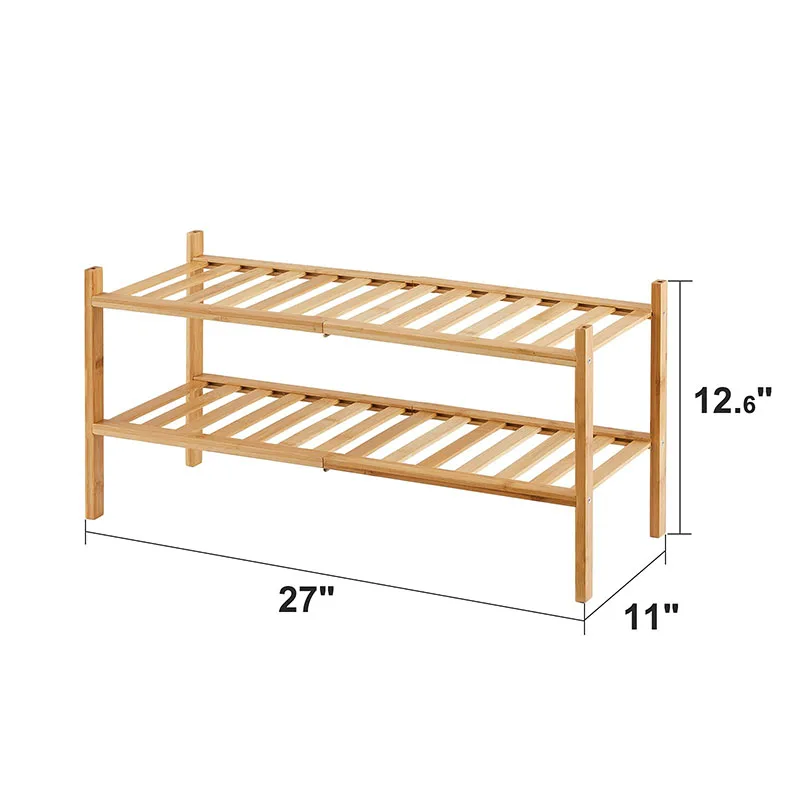 Wholesale Shoe shelf Custom Modern Stackable Living Room Storage Organizer Eco-friendly Bamboo Shoe Rack