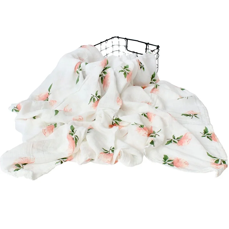 Wholesale 100% organic cotton bamboo muslin swaddle blanket