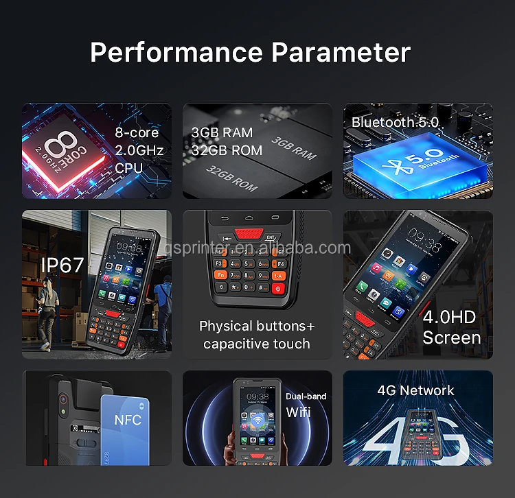 4.0 Inch Data Collector 2D Barcode Scanner Rugged data collection terminal 4GB 64GB Android PDA Handheld