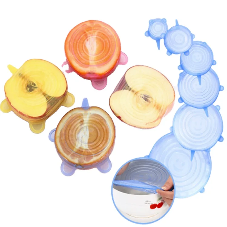 Flexible Microwavable Reusable 6 Pack 12 Pack Silicone Stretch Lids For Food Saver Covers