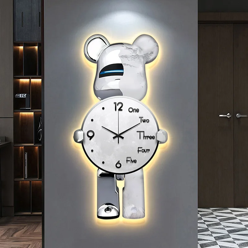 Popular Modern Simple Violent Bear Clock Wall Clock Living Room Grandfather Clock