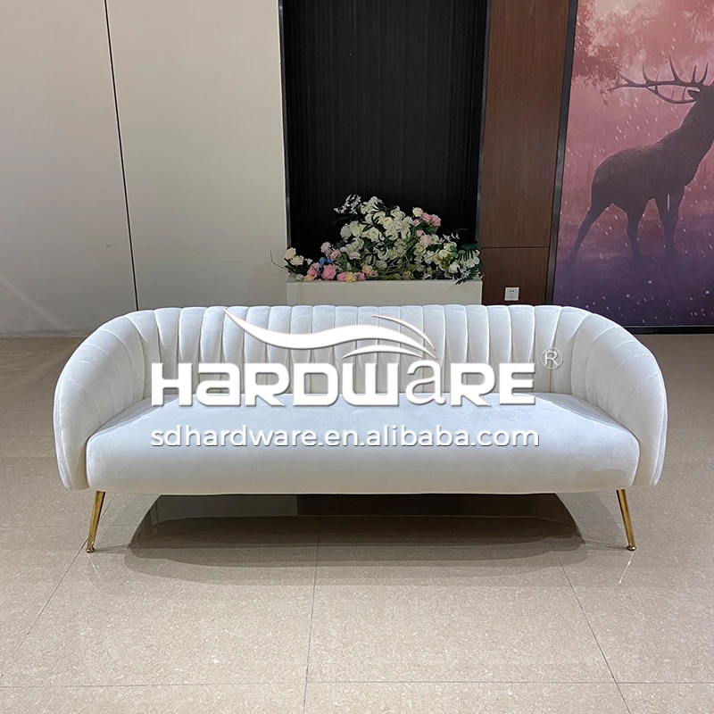 Wedding Event Hall Furniture Velvet Gold Metal Frame Wedding Sofa
