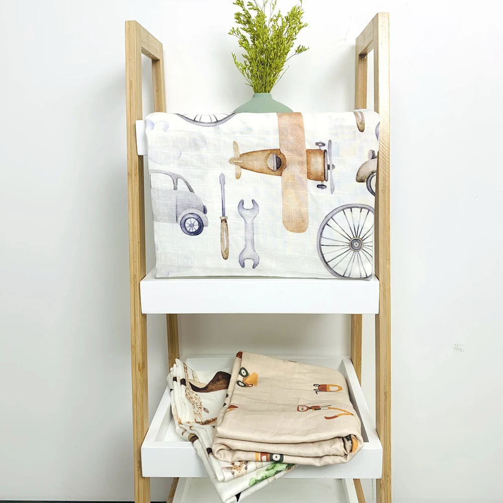Modern Organic Cotton Neutral Bamboo Baby Muslin Swaddle Blanket