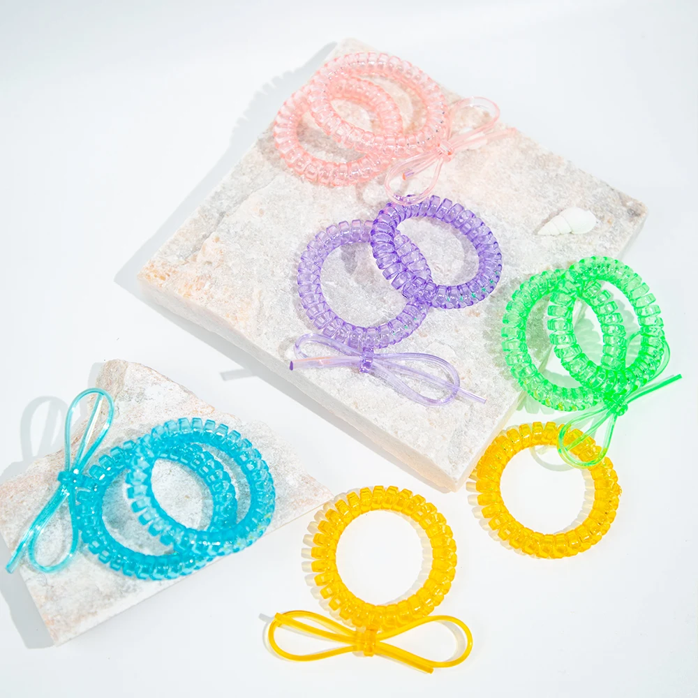Wholesale Customized Good Quality Fashion Hair Rubber Band Elastic Phone Line Wire Hair Tie
