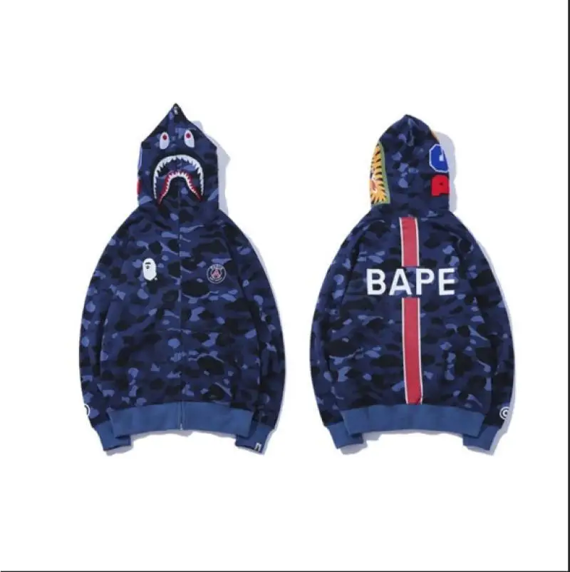 2024 Hot Selling 3D Print Bapeds Ape Shark Camo Hoodie Fashion Casual Teenage Adult Sweater Full Zipper Unisex Jacket For Man