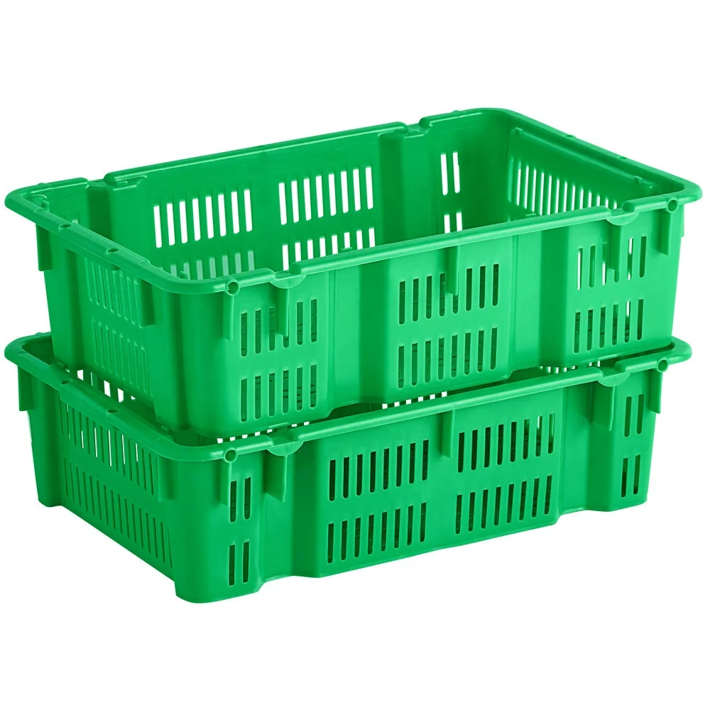 Ideal Option Industrial Use Plastic Frozen Food Meat / Seafood Crates with Mesh