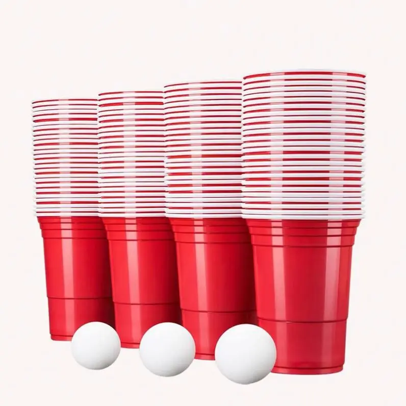 50 PCs 450ml Red Beer Pong16oz Colorful Party Plastic Cups Red Solo Cups