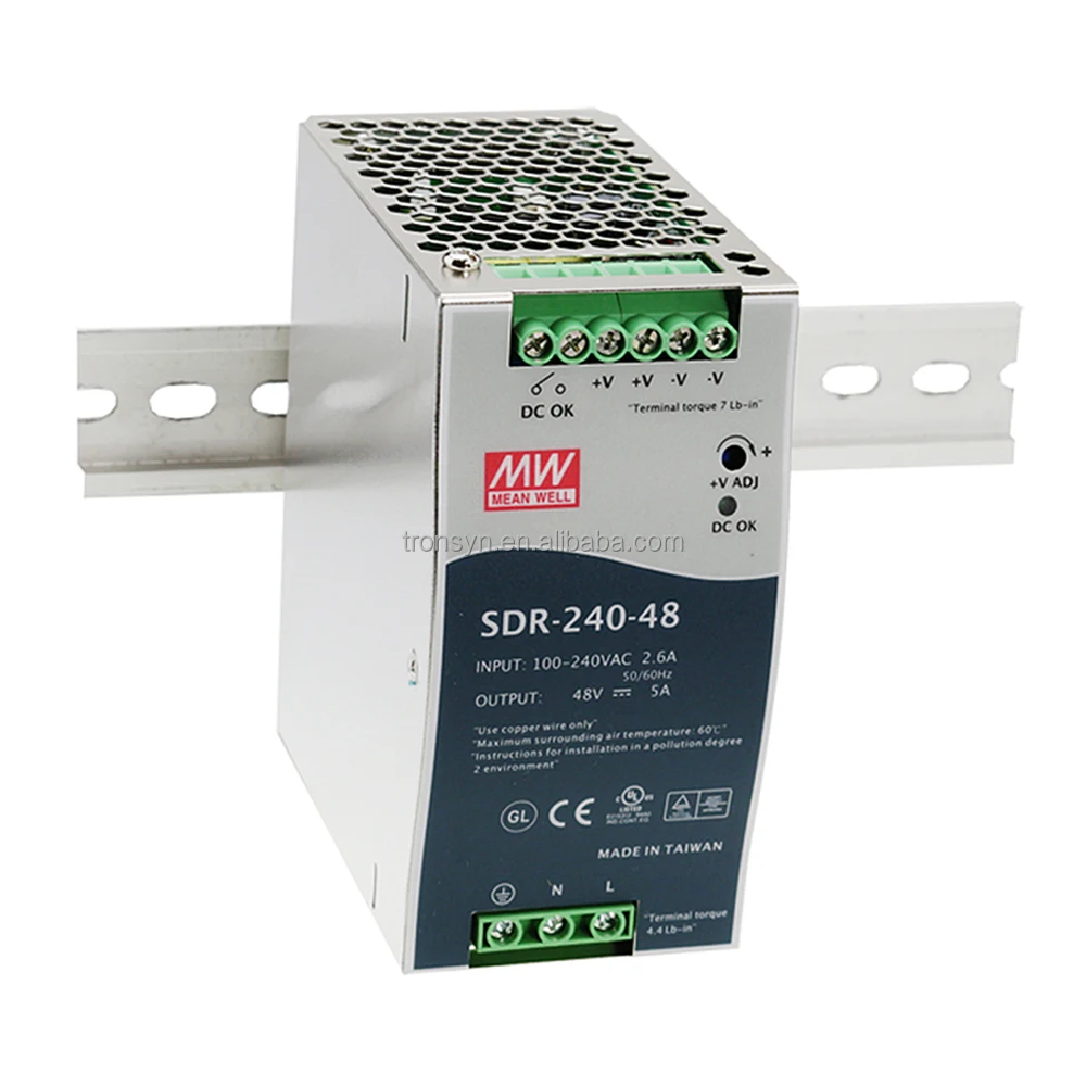 Meanwell разрешения SDR-240-24 240W один выход Промышленные на din-рейку с PFC PS4 постоянного тока Регулируемый Телеком источники питания