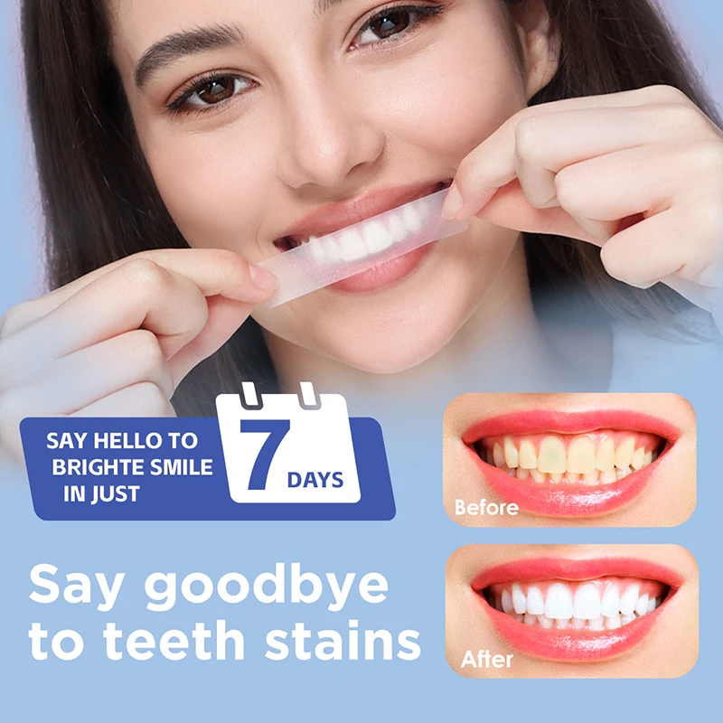 Residue Free  Teeth Whitening Strips HP Strong Sticky With 14 Pairs With Reply Very Quickly