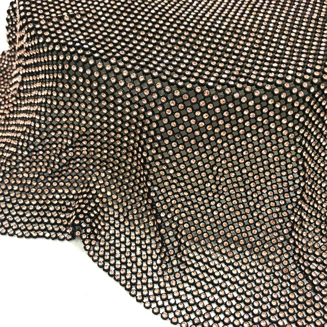 me024 Popular shining 3mm aluminum mesh trim strass rhinestone mesh without glue for dress and shoe