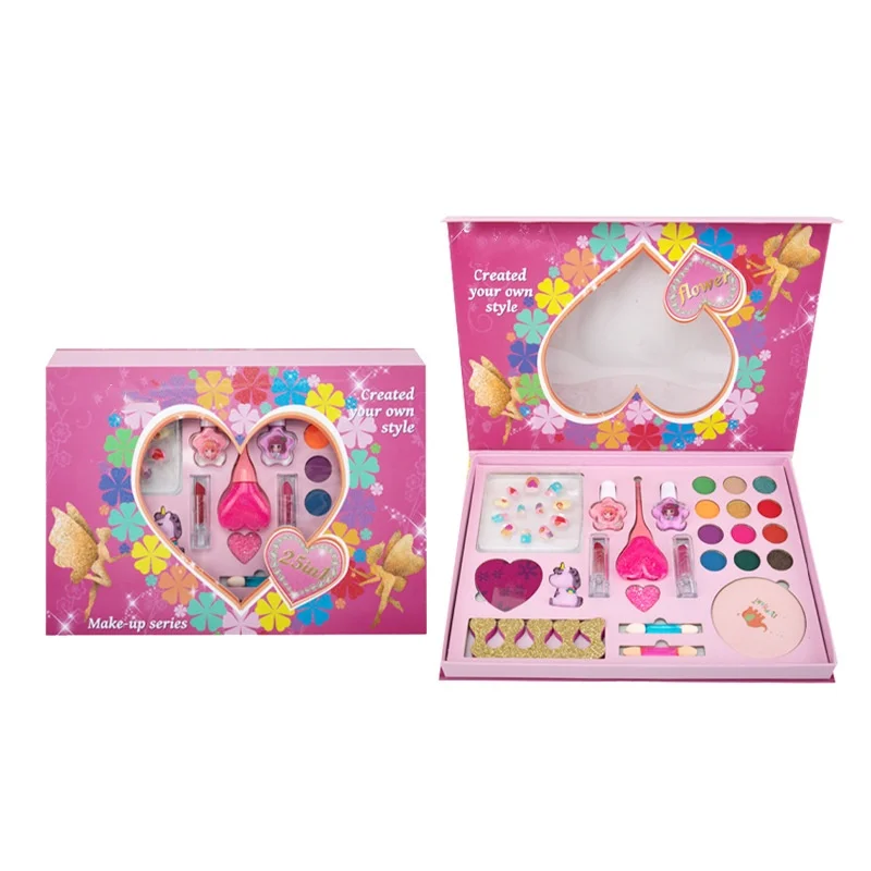 Hot selling beautiful luxury girl cosmetic big set multicolor lipstick nail polish makeup sets for kids