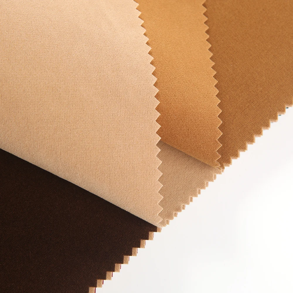 High Quality Wholesale 100% Polyester Deerskin Velvet Fabric Rayon Double Sided Flocking Velvet For Clothing  Shoes Bag